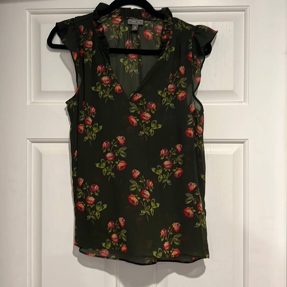 Sheer ruffle sleeve top